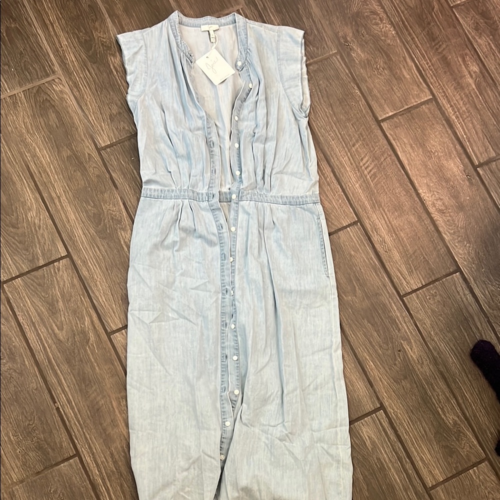 Joie Blue Sleeveless Tie Front Midi Dress